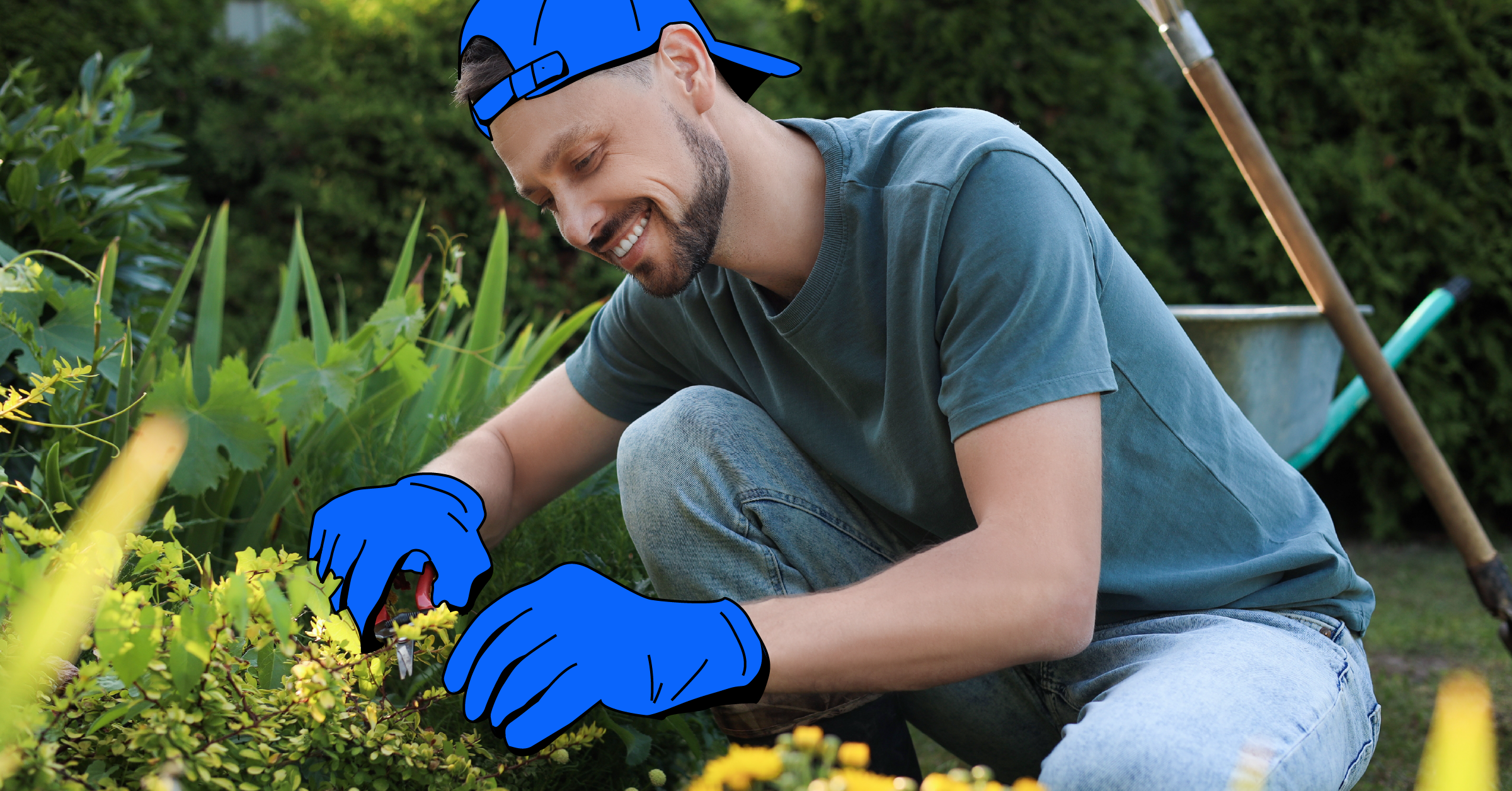 Tasker performing a Landscaping job.